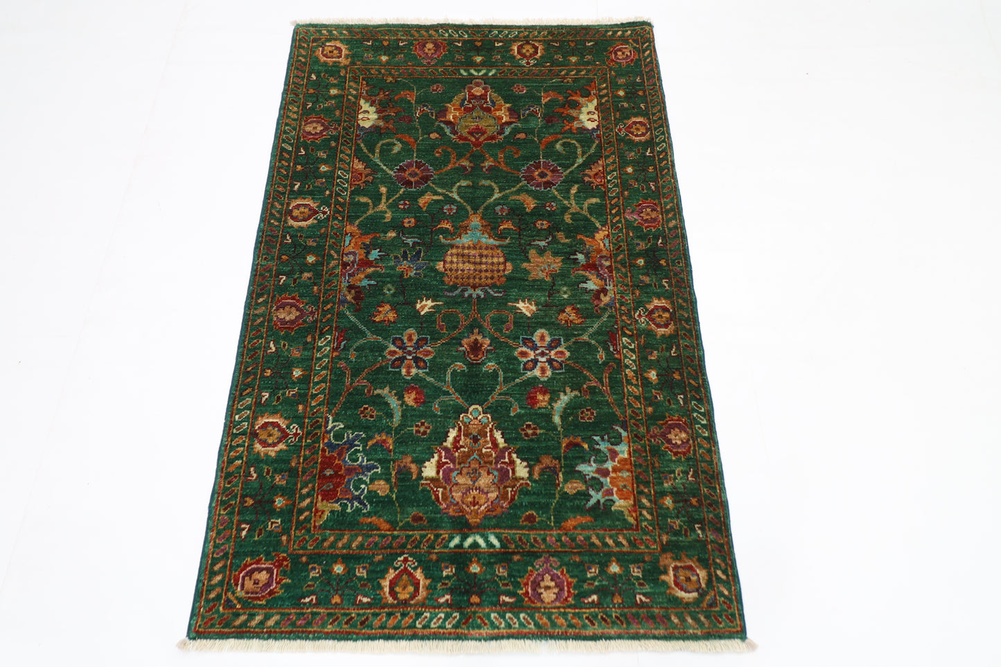 85 x 133 cm | Sultani Green Afghan Tribal Hand Knotted Carpet