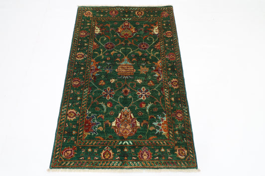 85 x 133 cm | Sultani Green Afghan Tribal Hand Knotted Carpet