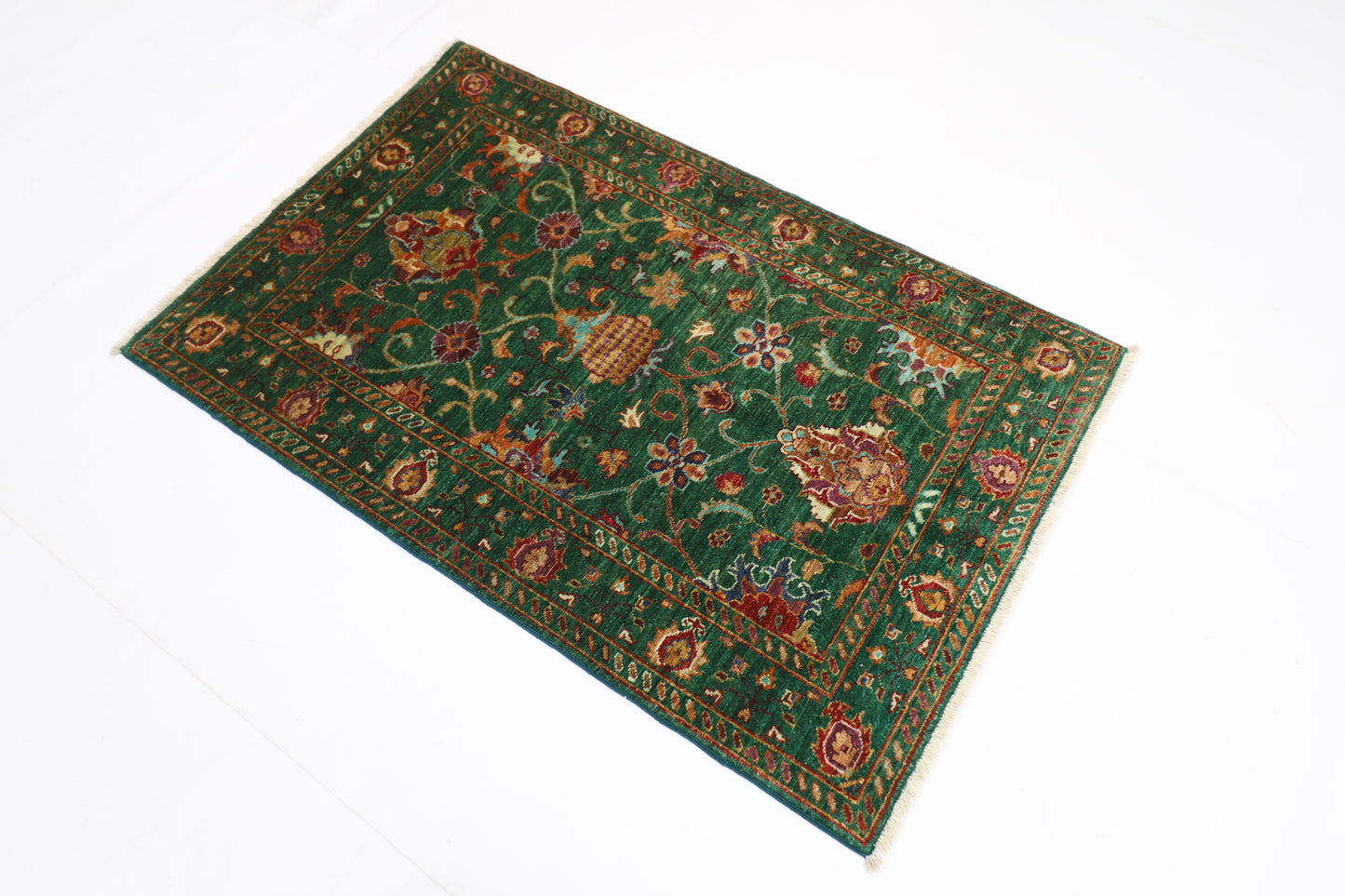 85 x 133 cm | Sultani Green Afghan Tribal Hand Knotted Carpet
