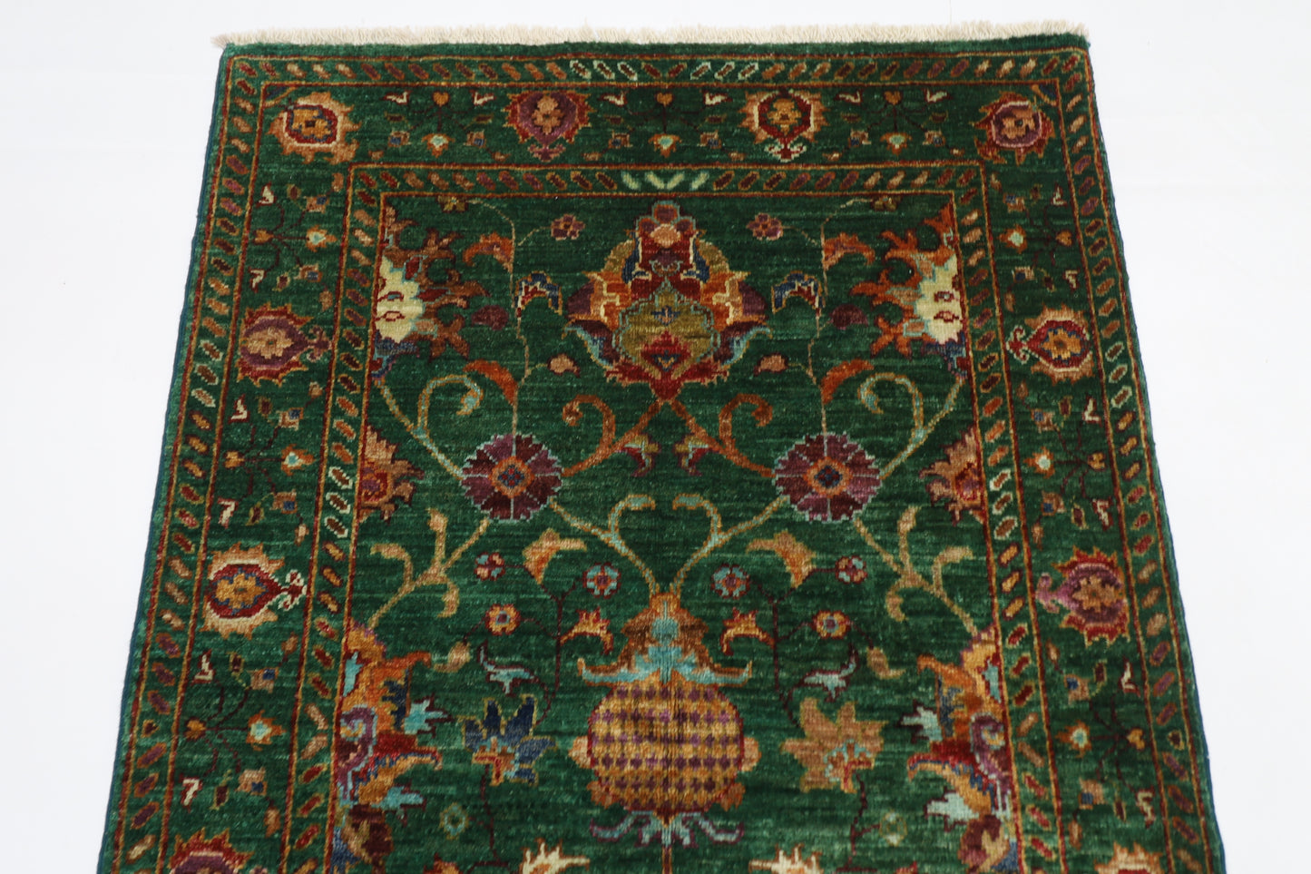 85 x 133 cm | Sultani Green Afghan Tribal Hand Knotted Carpet