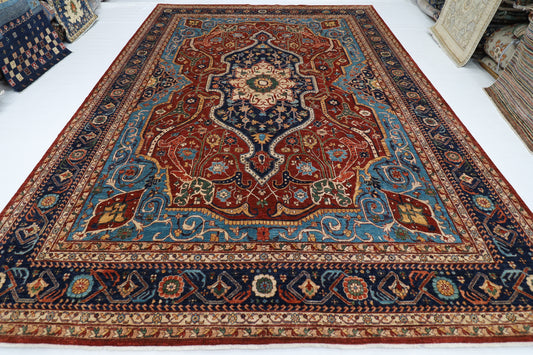 304 x 421 cm | Oriental Heriz Red Area Rug Afghan Hand Knotted Veg Dye Wool carpet