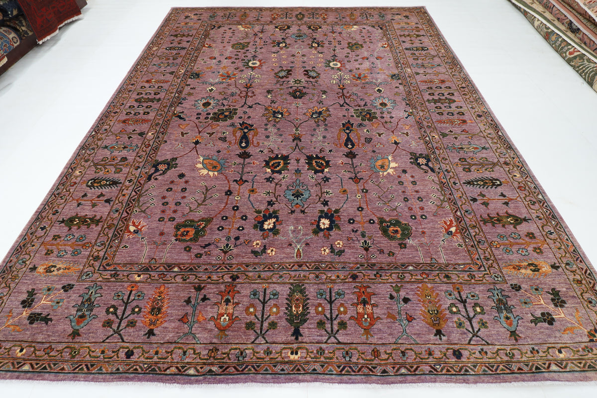 271 x 352 cm | Purple Floral Rug Afghan Veg Dye Wool carpet