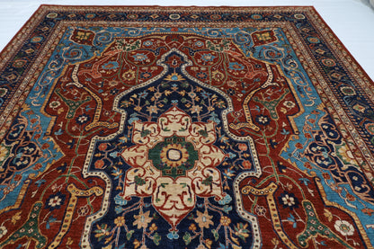 304 x 421 cm | Oriental Heriz Red Area Rug Afghan Hand Knotted Veg Dye Wool carpet