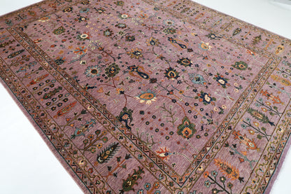 271 x 352 cm | Purple Floral Rug Afghan Veg Dye Wool carpet