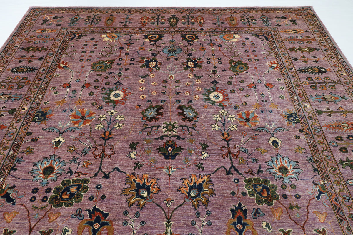 271 x 352 cm | Purple Floral Rug Afghan Veg Dye Wool carpet