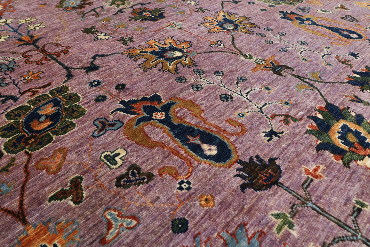 271 x 352 cm | Purple Floral Rug Afghan Veg Dye Wool carpet