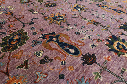 271 x 352 cm | Purple Floral Rug Afghan Veg Dye Wool carpet