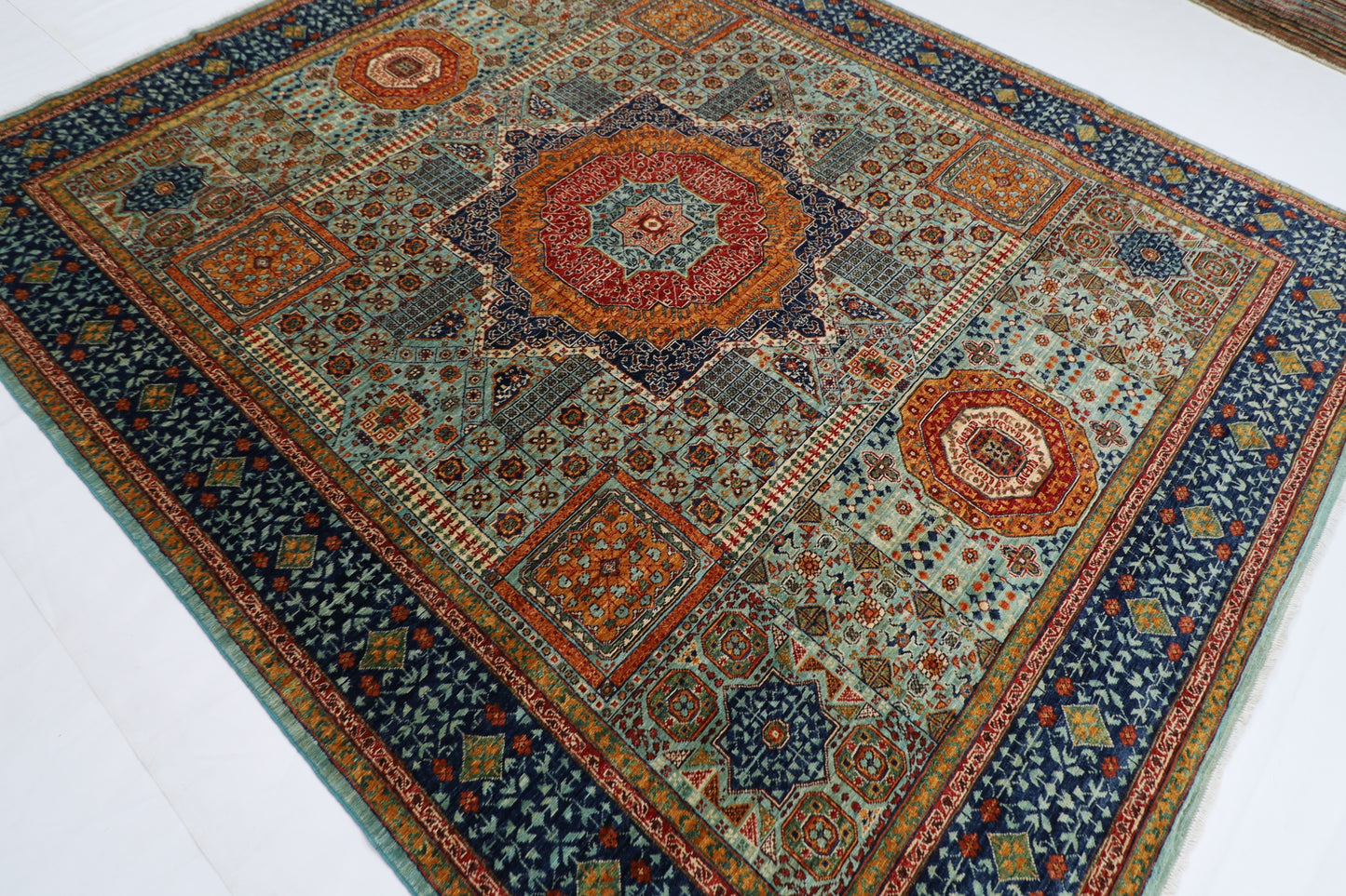 250 x 296 cm | Oriental Mamluk Area Rug Afghan Hand Knotted Veg Dye Wool carpet