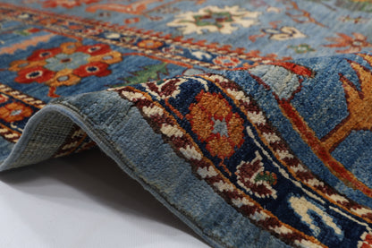 279 x 357 cm | Tribal Gray Area Rug Afghan Hand Knotted veg Dye Wool carpet