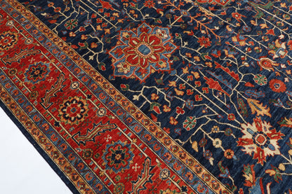 302 x 417 cm | Navy Blue Afghan Veg Dye Wool carpet