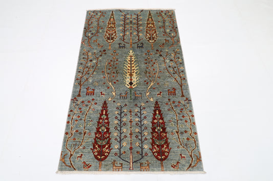 90 x 150 cm | Trees Afghan Tribal Hand Knotted Carpet