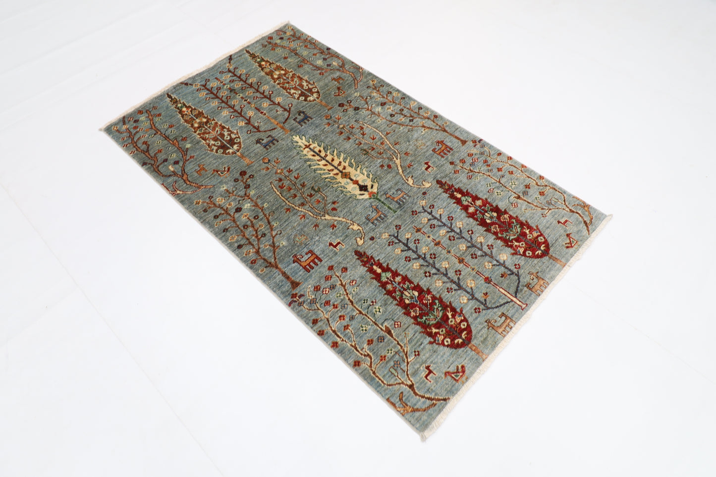 90 x 150 cm | Trees Afghan Tribal Hand Knotted Carpet