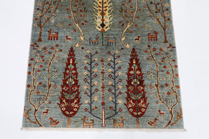 90 x 150 cm | Trees Afghan Tribal Hand Knotted Carpet