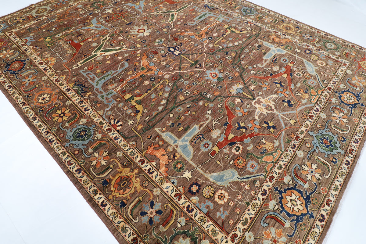 273 x 358 cm | Brown Afghan Veg Dye Wool carpet