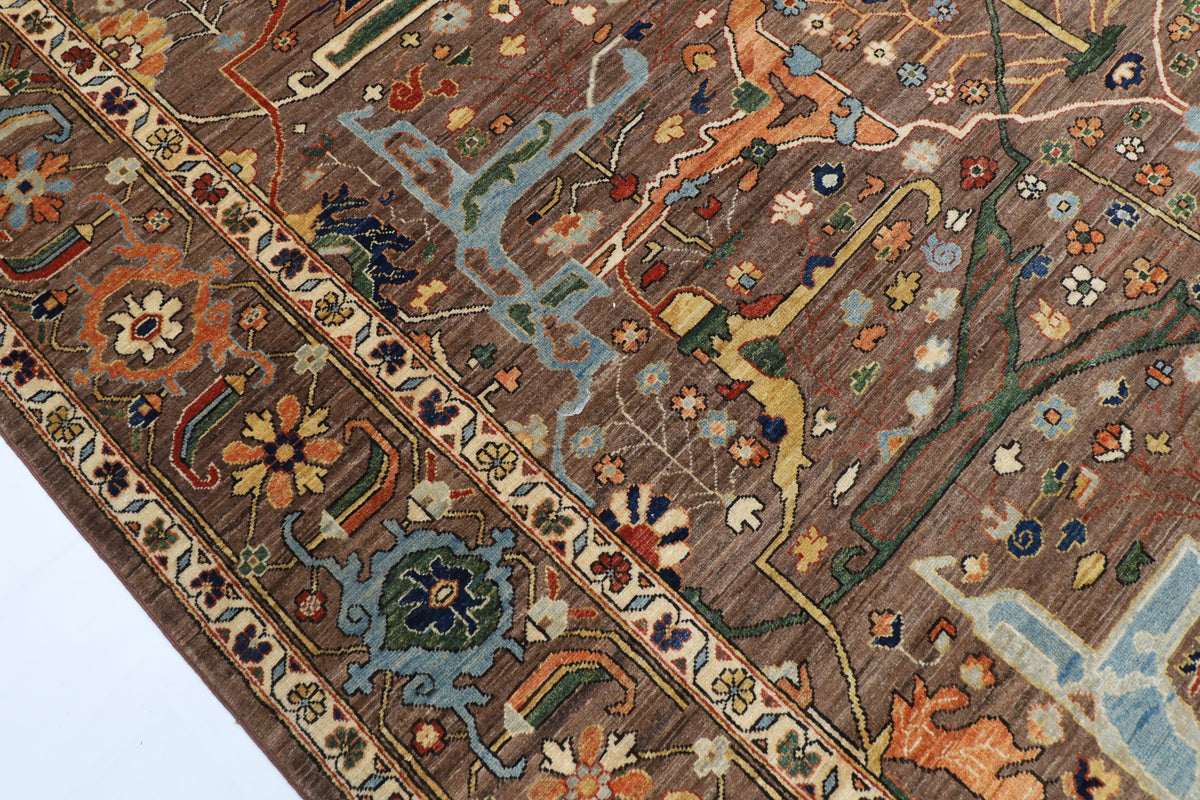 273 x 358 cm | Brown Afghan Veg Dye Wool carpet