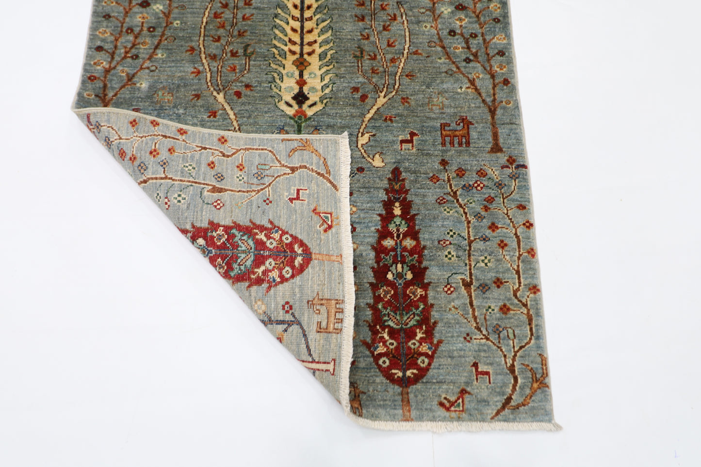90 x 150 cm | Trees Afghan Tribal Hand Knotted Carpet