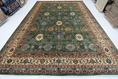 305 x 426 cm | Oriental Bidjar Green Area Rug Afghan Hand Knotted Veg Dye Wool carpet