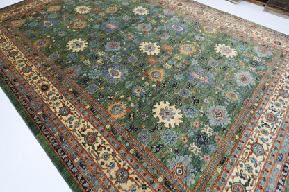 305 x 426 cm | Oriental Bidjar Green Area Rug Afghan Hand Knotted Veg Dye Wool carpet