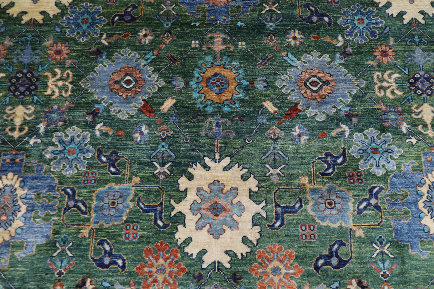 305 x 426 cm | Oriental Bidjar Green Area Rug Afghan Hand Knotted Veg Dye Wool carpet