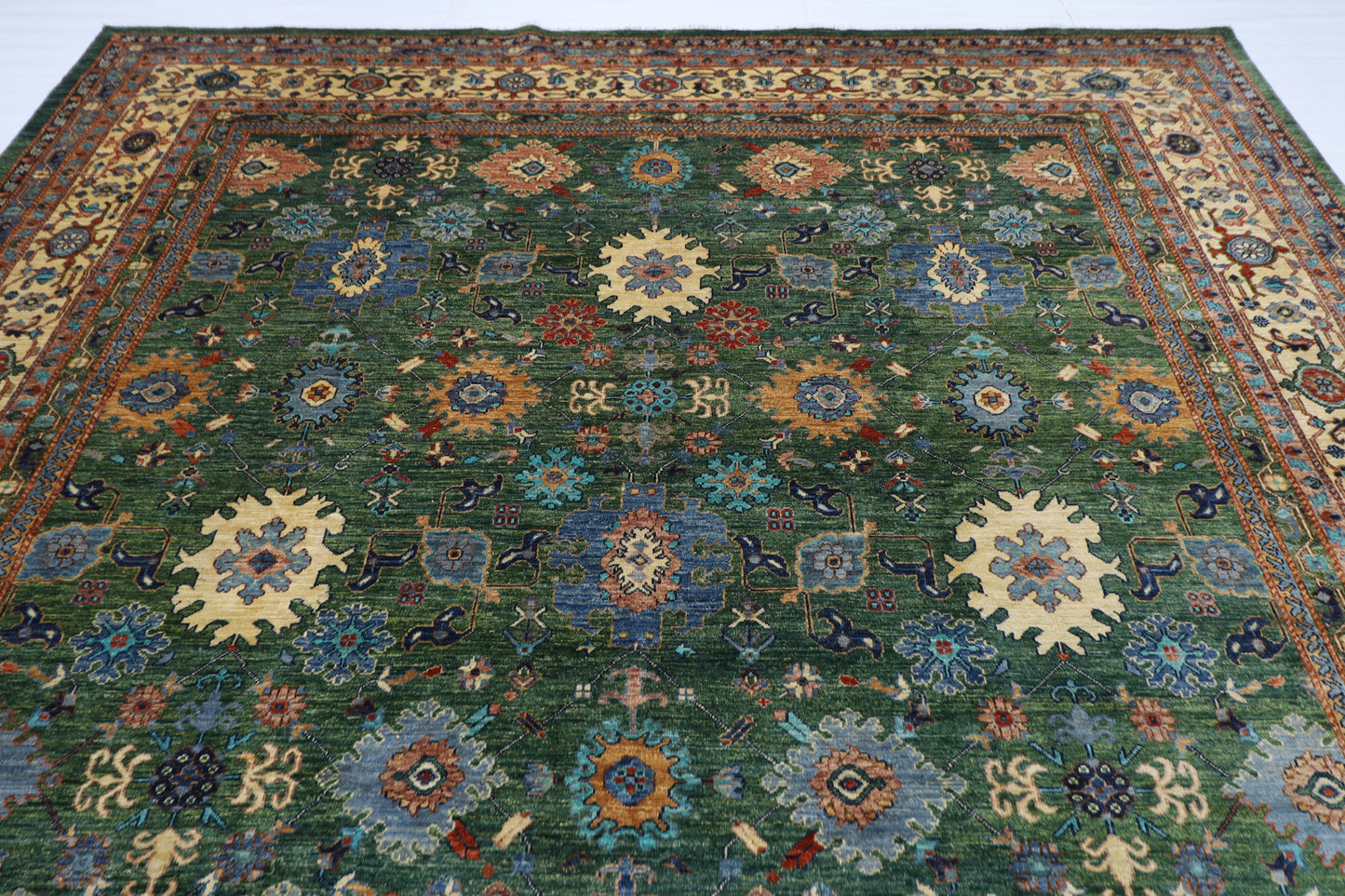 305 x 426 cm | Oriental Bidjar Green Area Rug Afghan Hand Knotted Veg Dye Wool carpet