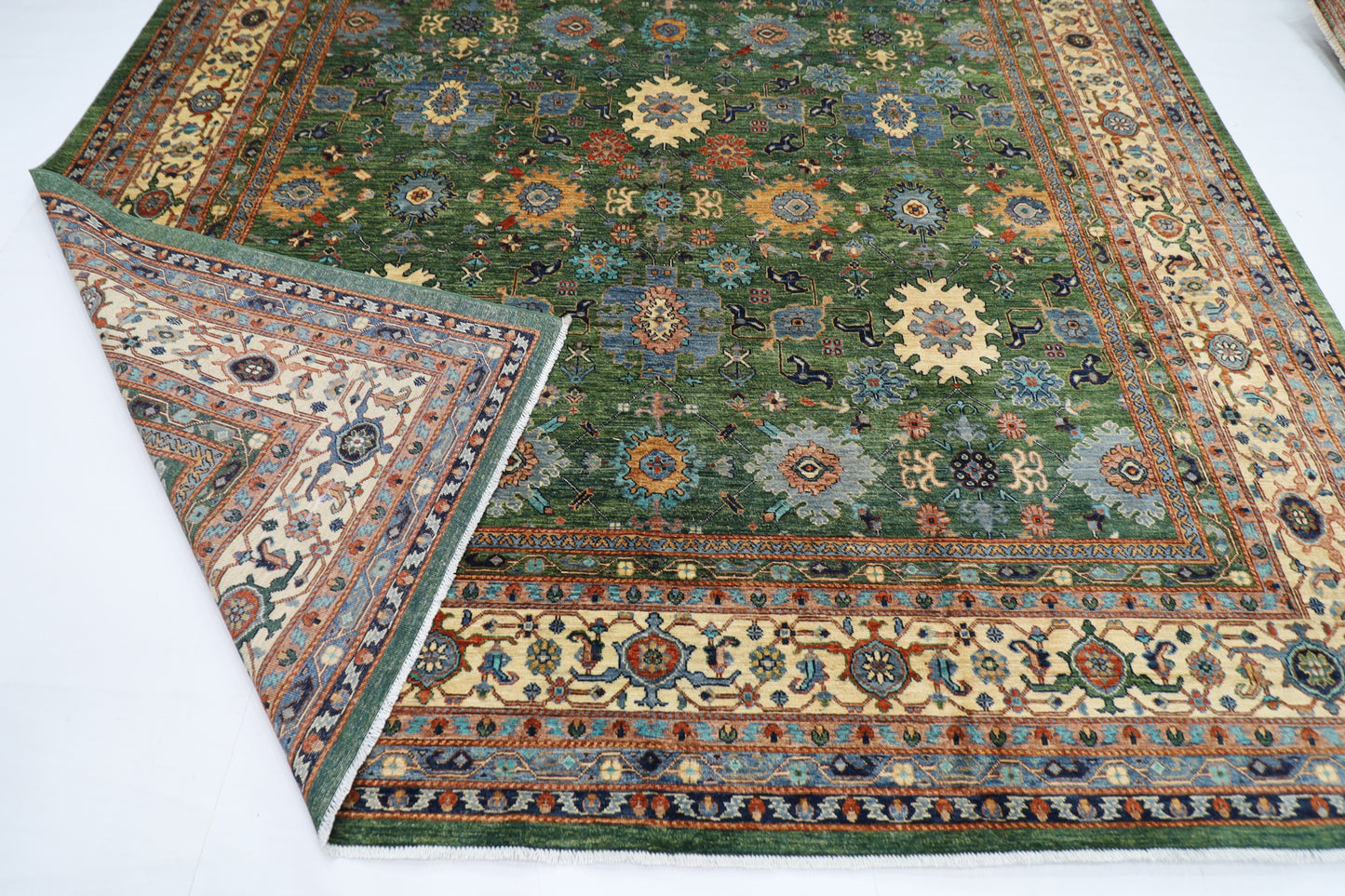 305 x 426 cm | Oriental Bidjar Green Area Rug Afghan Hand Knotted Veg Dye Wool carpet
