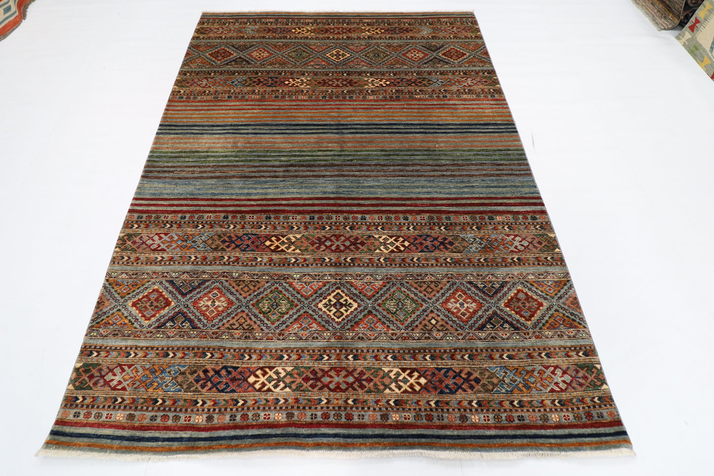 178 x 245 cm | Tribal Gray Area Rug Afghan Hand Knotted veg Dye Wool carpet