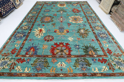 301 x 414 cm | Oriental Oushak Style Area Rug Afghan Hand Knotted Veg Dye Wool carpet