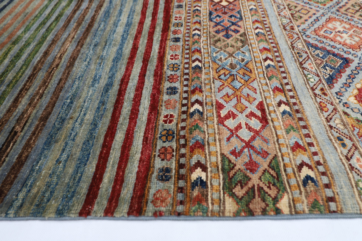 178 x 245 cm | Tribal Gray Area Rug Afghan Hand Knotted veg Dye Wool carpet