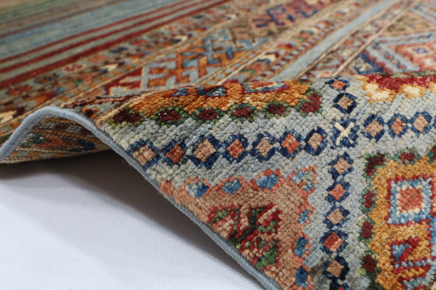 178 x 245 cm | Tribal Gray Area Rug Afghan Hand Knotted veg Dye Wool carpet