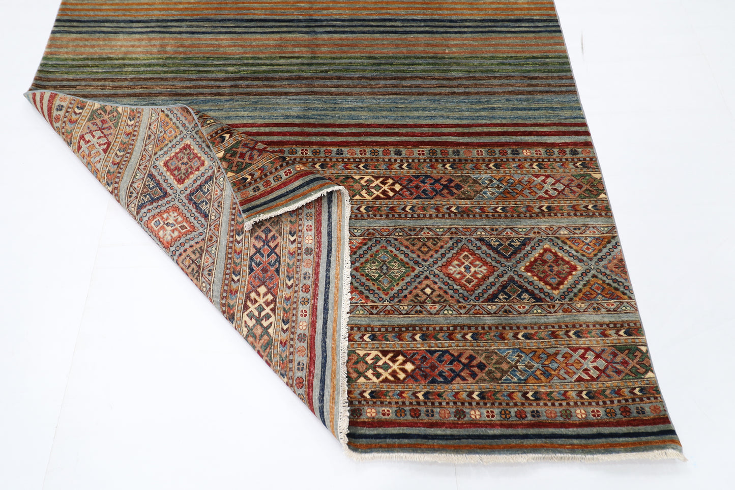 178 x 245 cm | Tribal Gray Area Rug Afghan Hand Knotted veg Dye Wool carpet