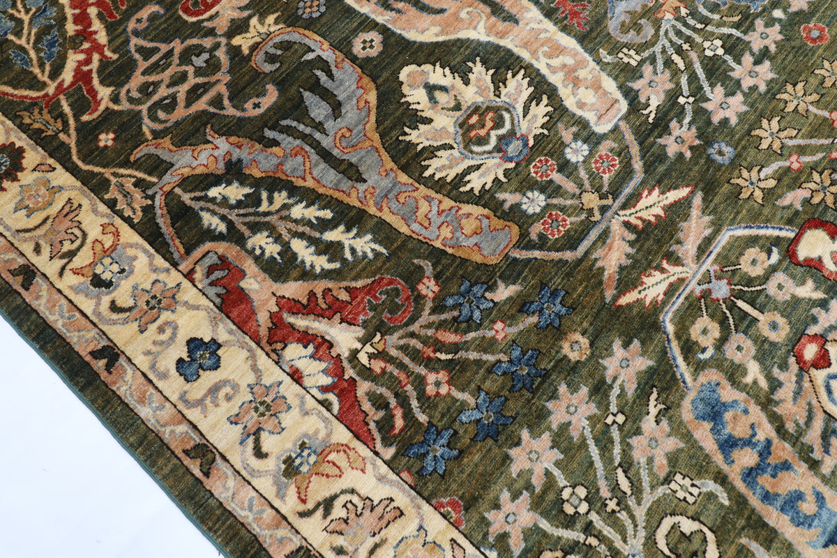 250 x 300 cm | Kawros Green Afghan Veg Dye Wool carpet