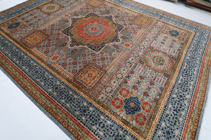 302 x 398 cm | Mamluk Gray Area Rug Afghan Hand Knotted veg Dye Wool carpet