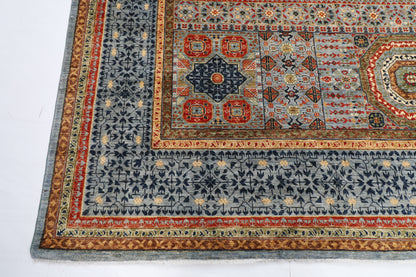 302 x 398 cm | Mamluk Gray Area Rug Afghan Hand Knotted veg Dye Wool carpet