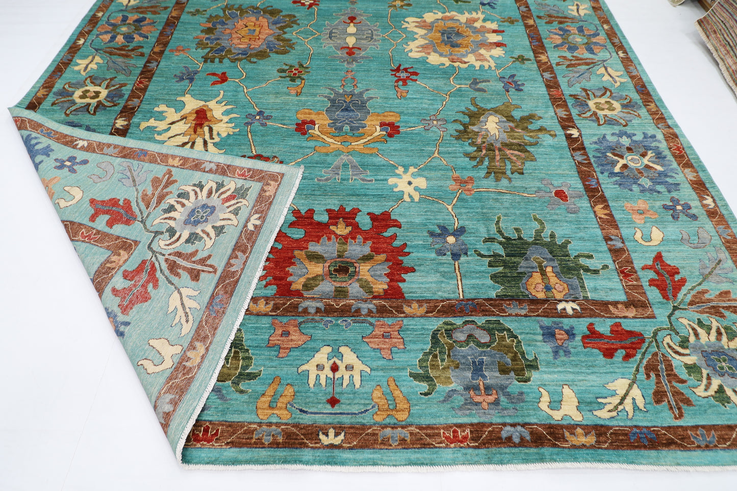 301 x 414 cm | Oriental Oushak Style Area Rug Afghan Hand Knotted Veg Dye Wool carpet