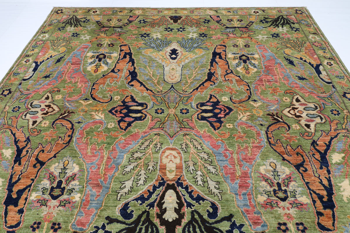 269 x 369 cm | Kawros Green Afghan Veg Dye Wool carpet