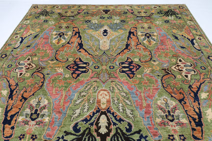 269 x 369 cm | Kawros Green Afghan Veg Dye Wool carpet