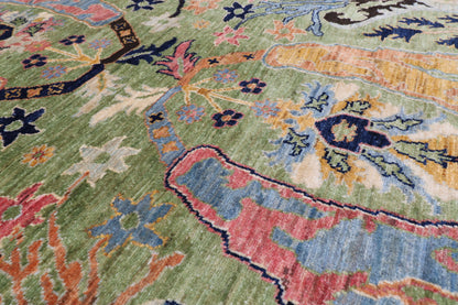 269 x 369 cm | Kawros Green Afghan Veg Dye Wool carpet