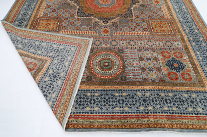 302 x 398 cm | Mamluk Gray Area Rug Afghan Hand Knotted veg Dye Wool carpet