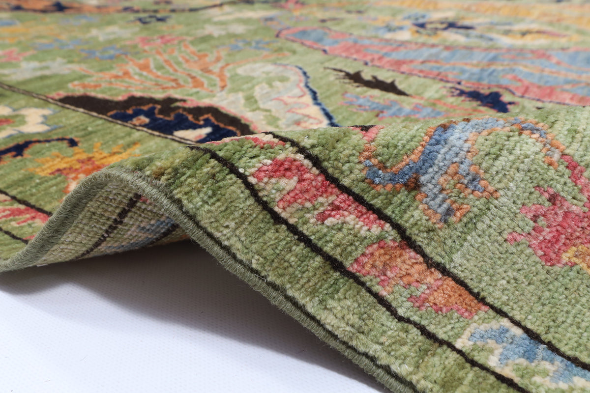 269 x 369 cm | Kawros Green Afghan Veg Dye Wool carpet
