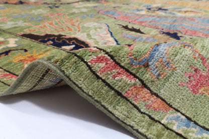 269 x 369 cm | Kawros Green Afghan Veg Dye Wool carpet
