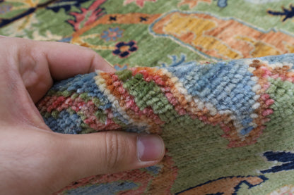 269 x 369 cm | Kawros Green Afghan Veg Dye Wool carpet