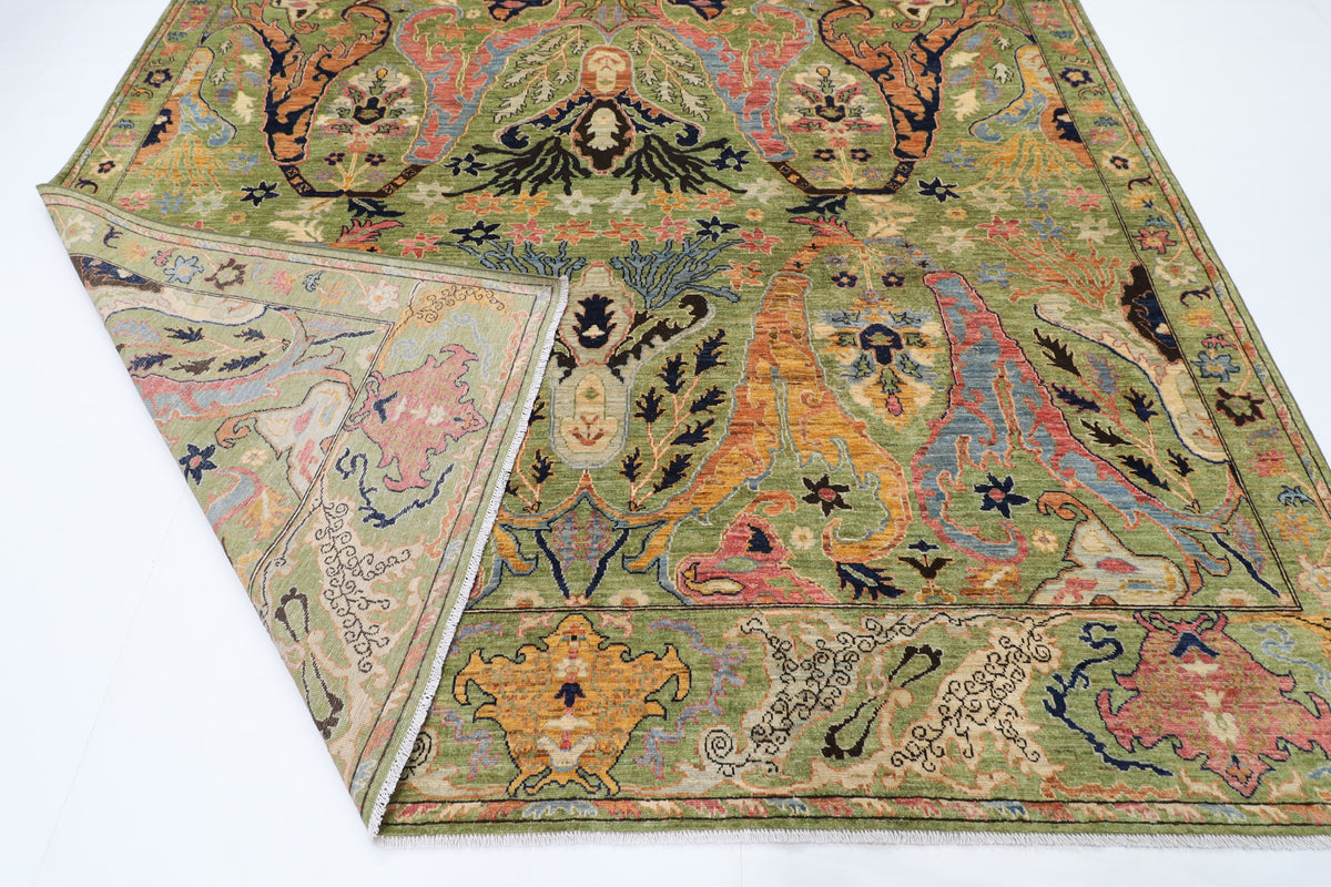 269 x 369 cm | Kawros Green Afghan Veg Dye Wool carpet
