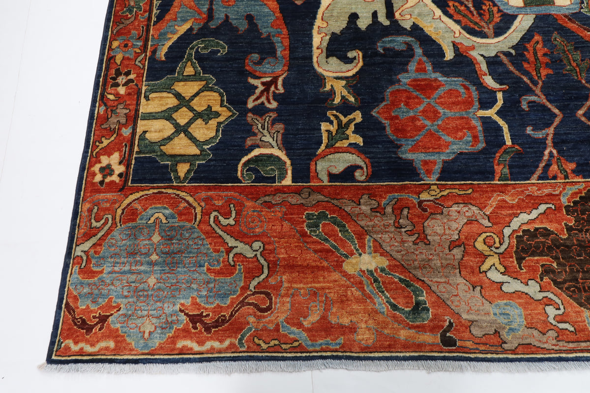 268 x 360 cm | Kawros Blue Afghan Veg Dye Wool carpet