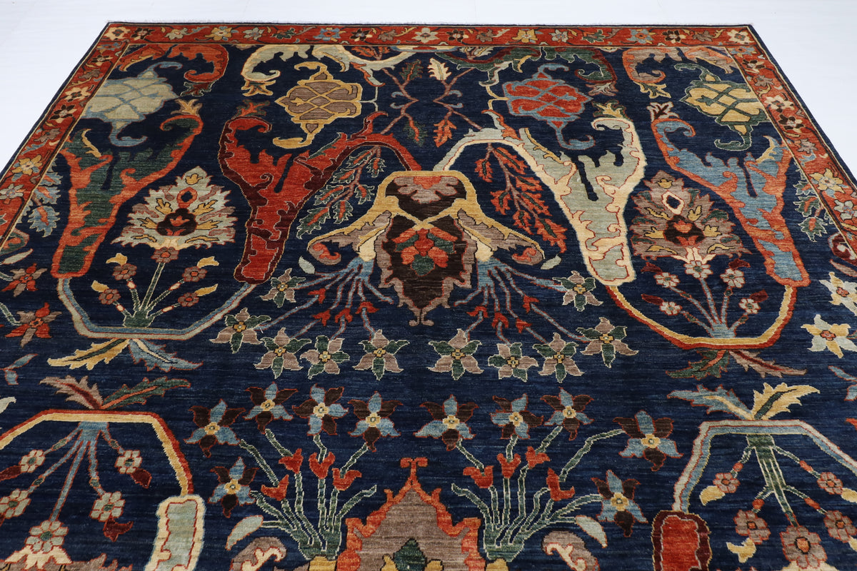 268 x 360 cm | Kawros Blue Afghan Veg Dye Wool carpet