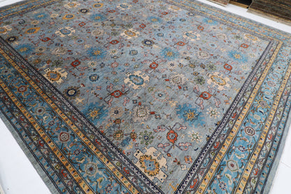 375 x 448 cm | Large Oriental Bidjar Gray Area Rug Afghan Hand Knotted Veg Dye Wool carpet