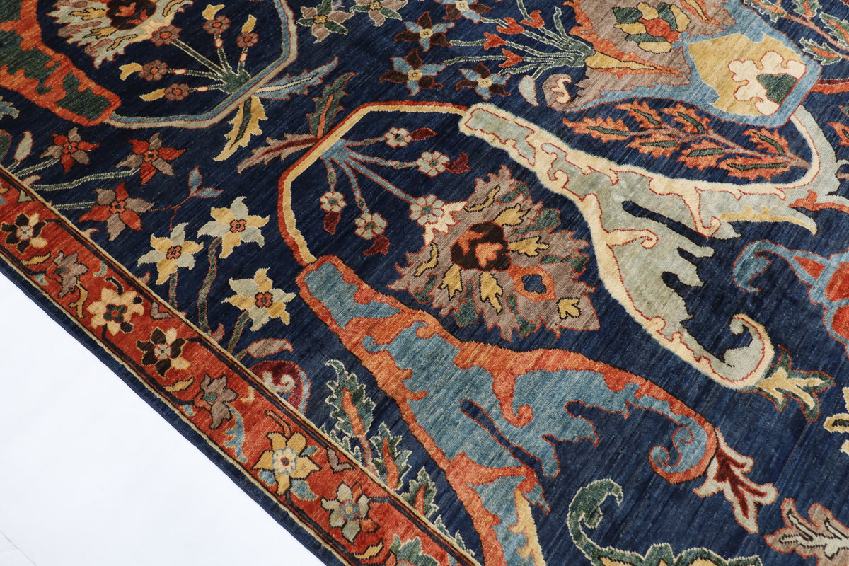 268 x 360 cm | Kawros Blue Afghan Veg Dye Wool carpet