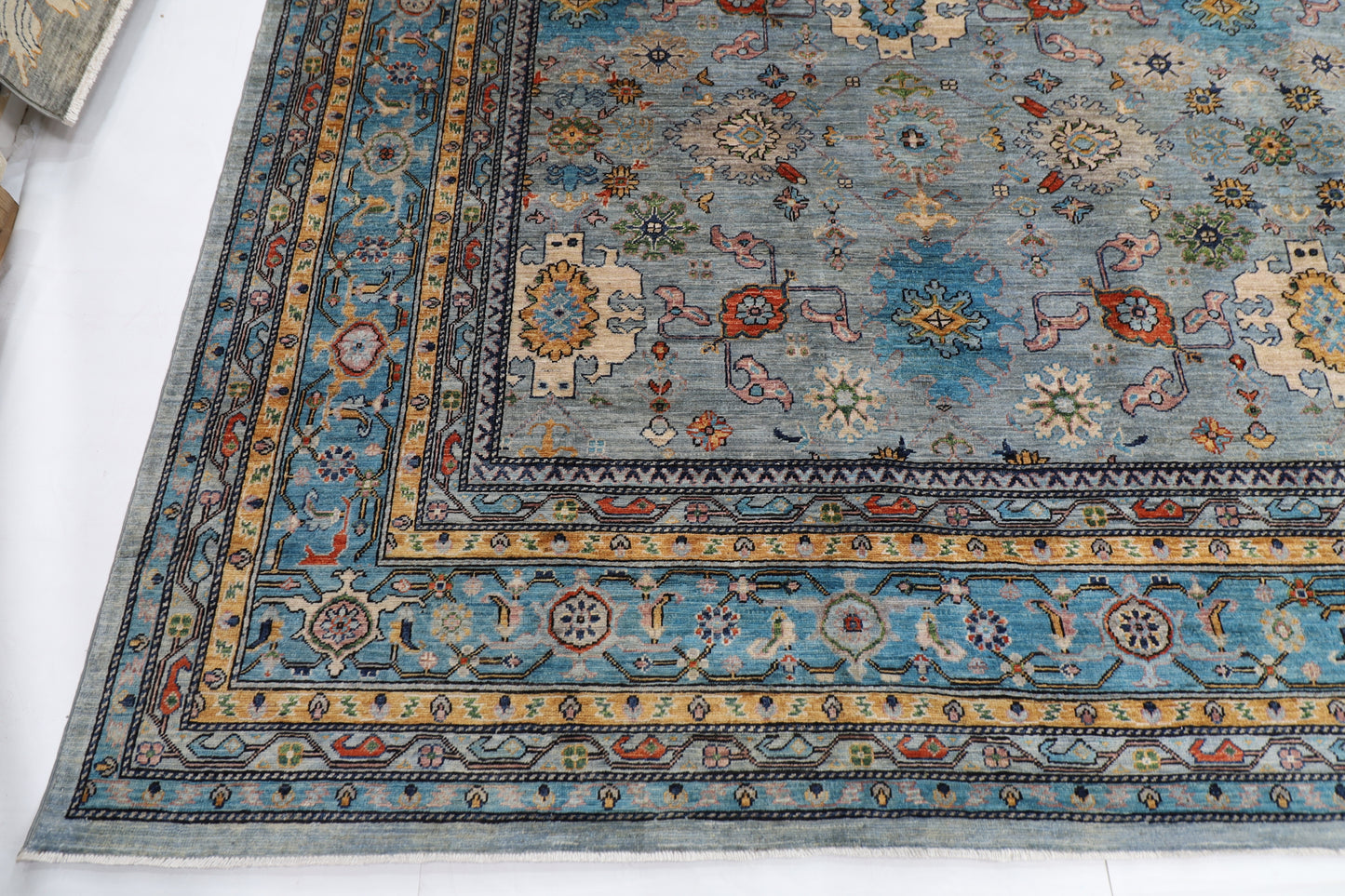 375 x 448 cm | Large Oriental Bidjar Gray Area Rug Afghan Hand Knotted Veg Dye Wool carpet