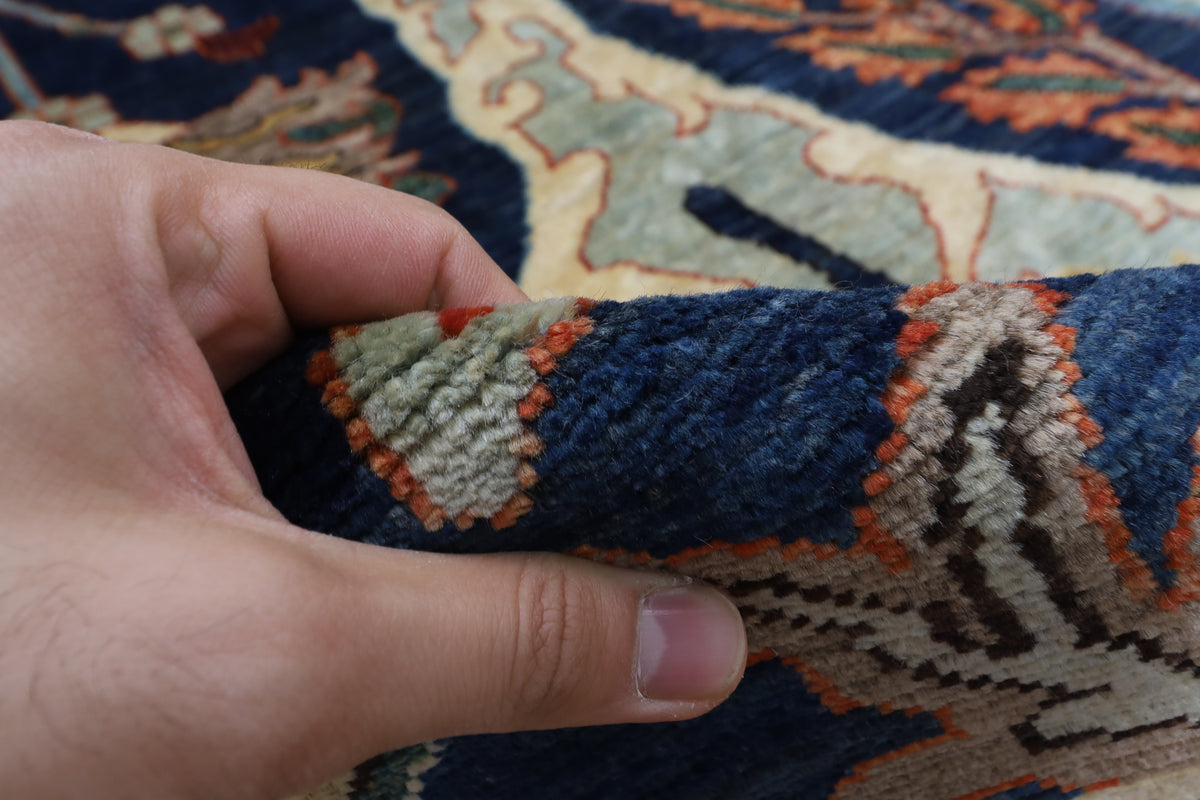 268 x 360 cm | Kawros Blue Afghan Veg Dye Wool carpet