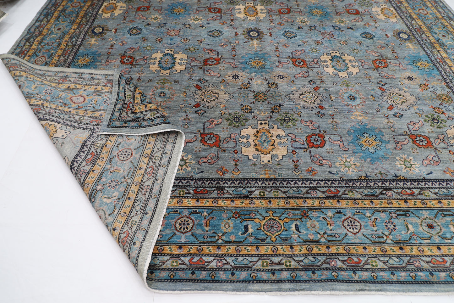 375 x 448 cm | Large Oriental Bidjar Gray Area Rug Afghan Hand Knotted Veg Dye Wool carpet
