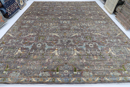 368 x 445 cm | Large Oriental Bidjar Area Rug Afghan Hand Knotted Veg Dye Wool carpet